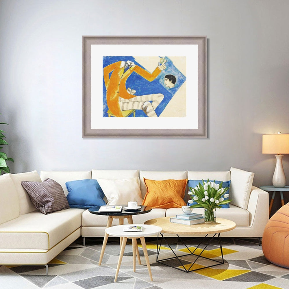 INVIN ART Framed Canvas Art Giclee Print Coat by Marc Chagall Wall Art Room Living Office Home Decorations