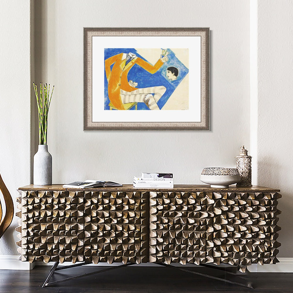 INVIN ART Framed Canvas Art Giclee Print Coat by Marc Chagall Wall Art Room Living Office Home Decorations