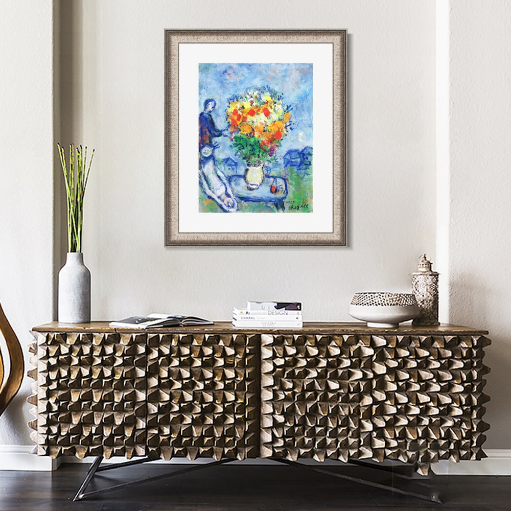 INVIN ART Framed Canvas Art Giclee Print Flower 15 by Marc Chagall Wall Art Room Living Office Home Decorations