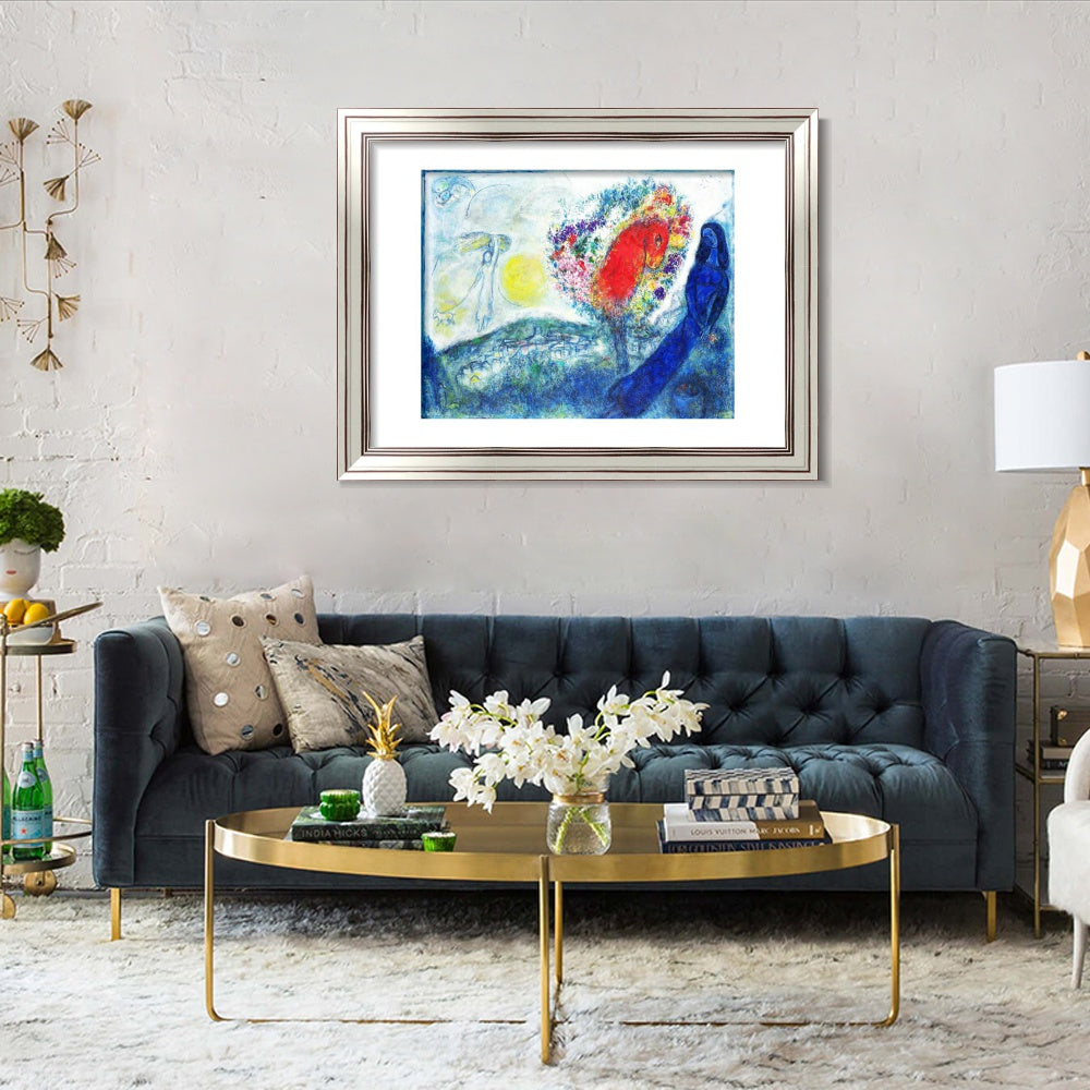 INVIN ART Framed Canvas Art Giclee Print Flower tree by Marc Chagall Wall Art Room Living Office Home Decorations