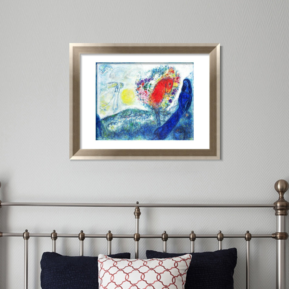 INVIN ART Framed Canvas Art Giclee Print Flower tree by Marc Chagall Wall Art Room Living Office Home Decorations