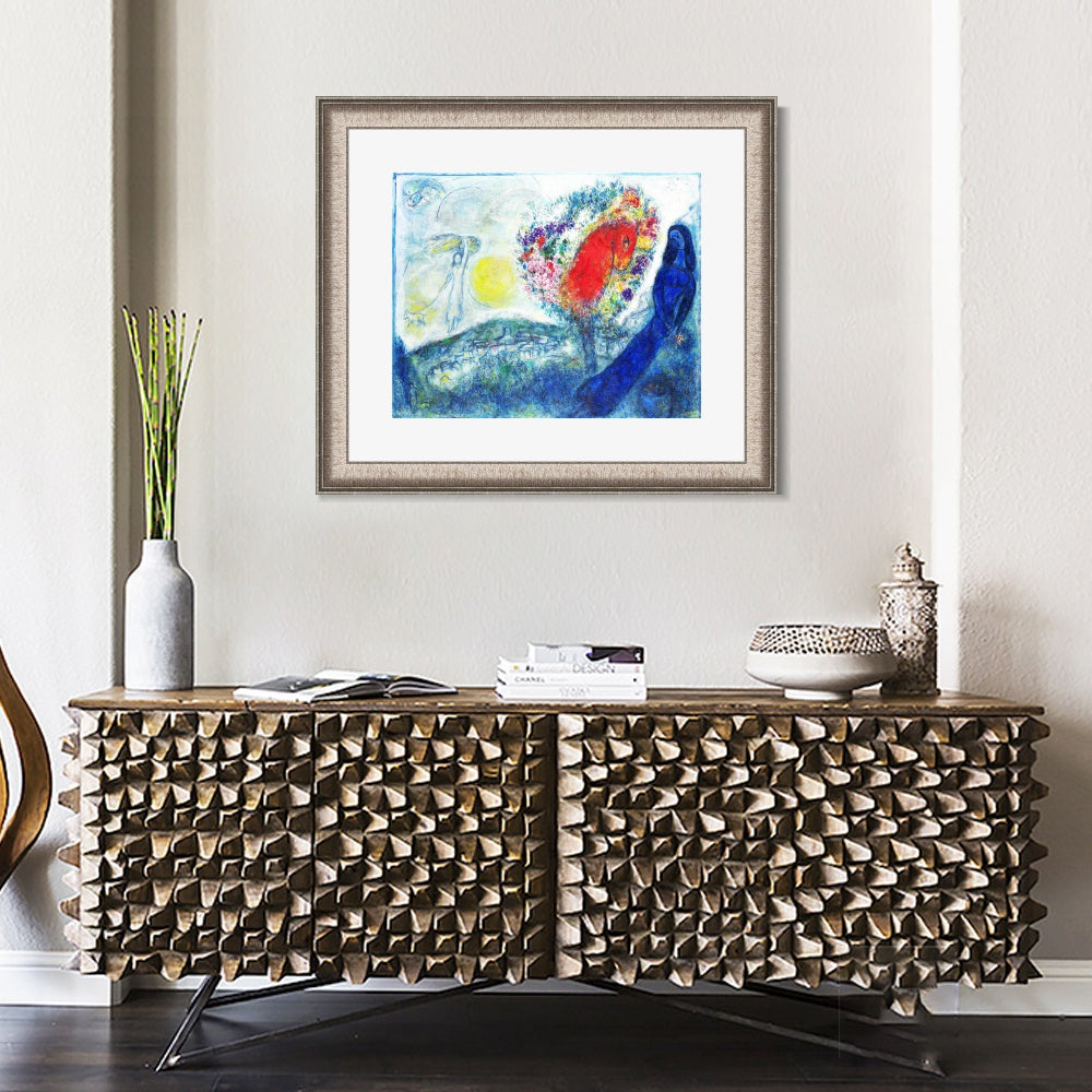 INVIN ART Framed Canvas Art Giclee Print Flower tree by Marc Chagall Wall Art Room Living Office Home Decorations