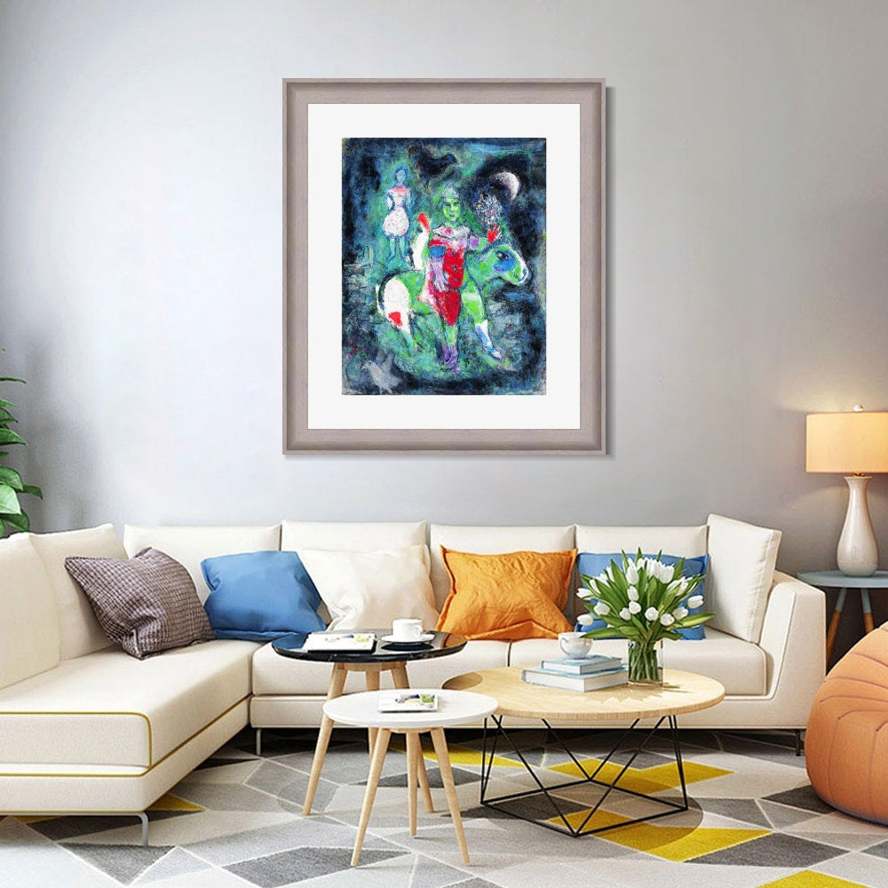 INVIN ART Framed Canvas Art Giclee Print Knight by Marc Chagall Wall Art Room Living Office Home Decorations