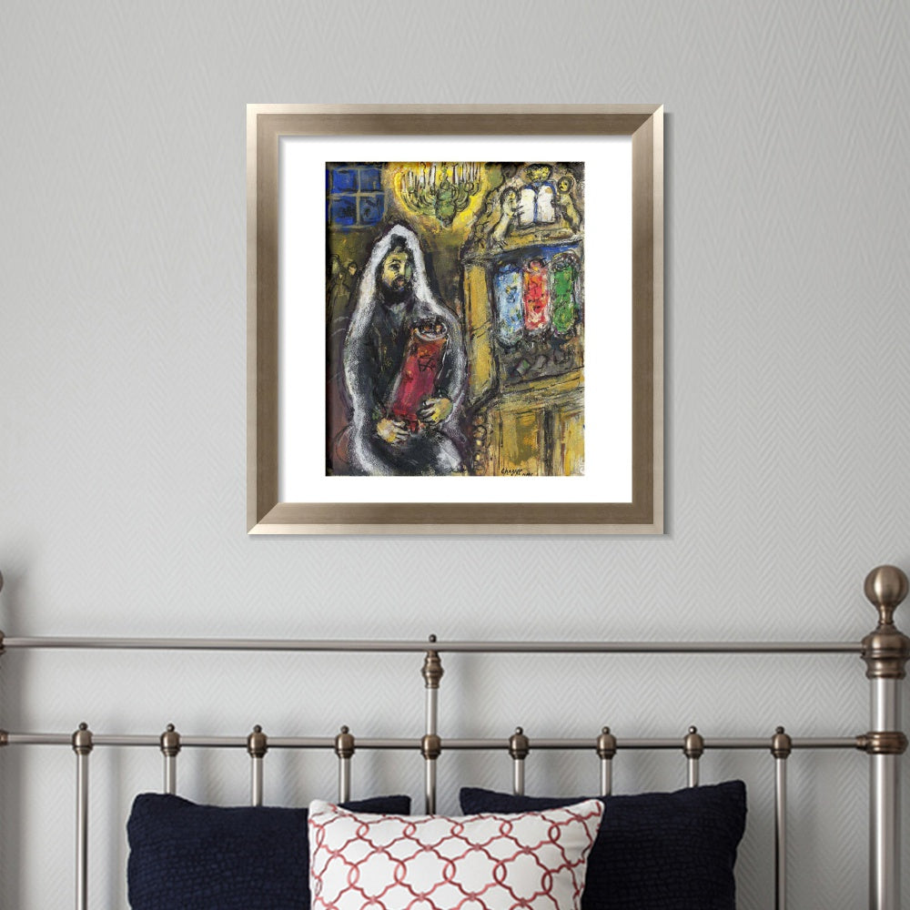 INVIN ART Framed Canvas Art Giclee Print Man in black by Marc Chagall Wall Art Room Living Office Home Decorations