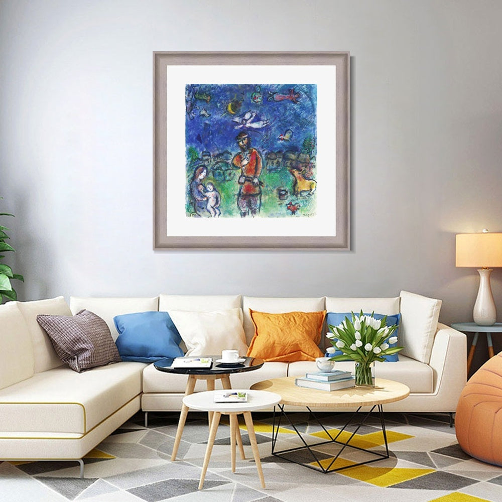 INVIN ART Framed Canvas Art Giclee Print Soldier by Marc Chagall Wall Art Room Living Office Home Decorations