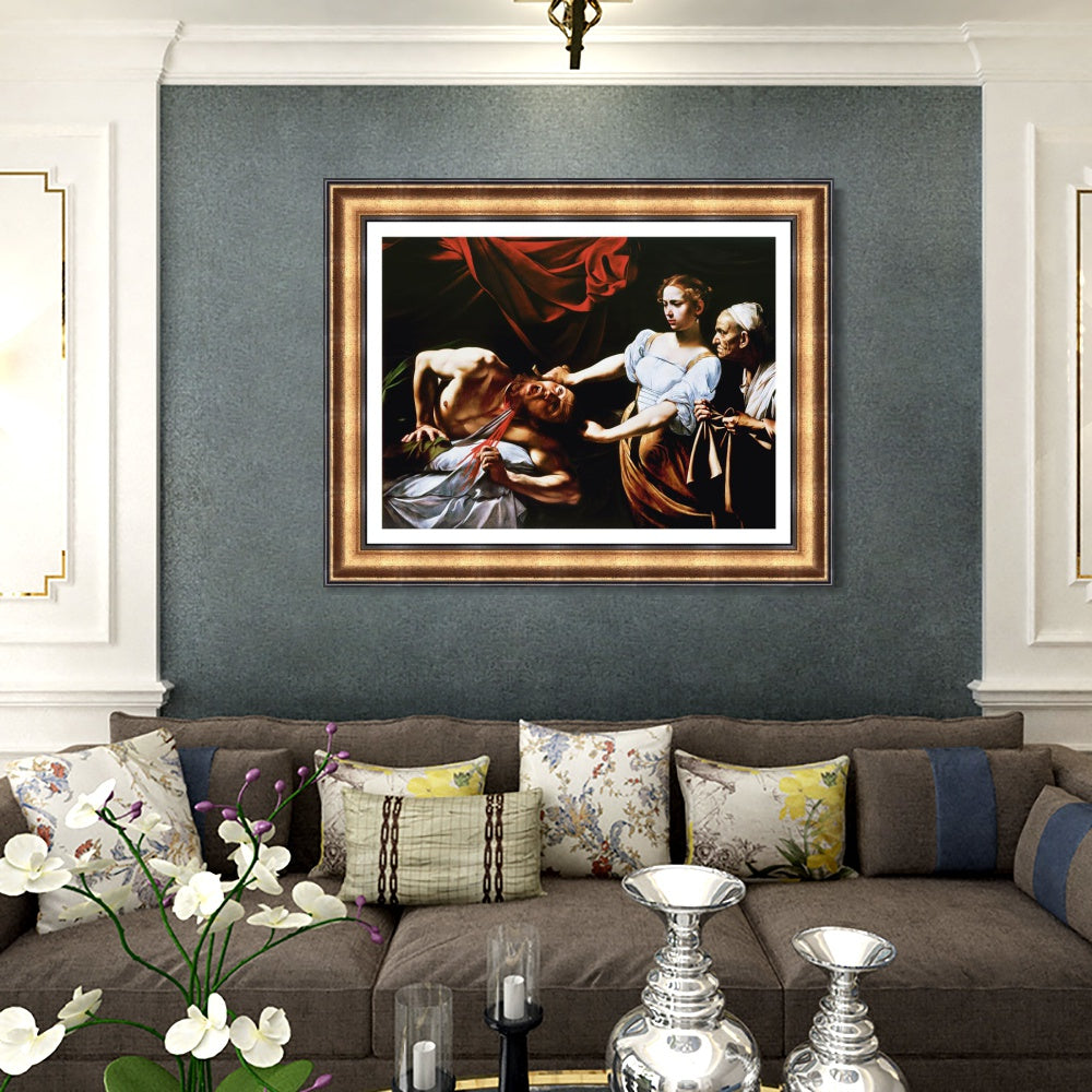INVIN ART Framed Canvas Art Giclee Print Judith Beheading Holofernes by Michelangelo Merisi da Caravaggio Wall Art