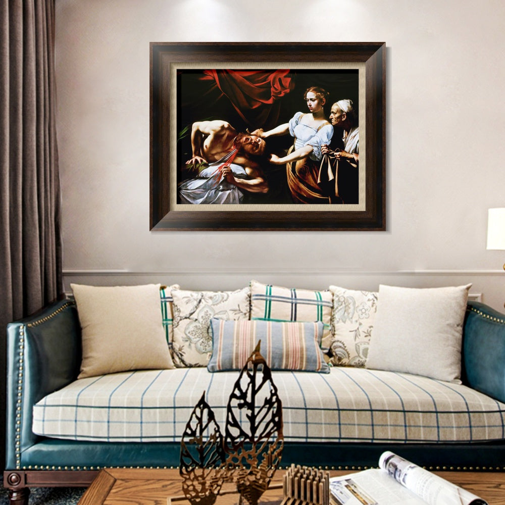 INVIN ART Framed Canvas Art Giclee Print Judith Beheading Holofernes by Michelangelo Merisi da Caravaggio Wall Art