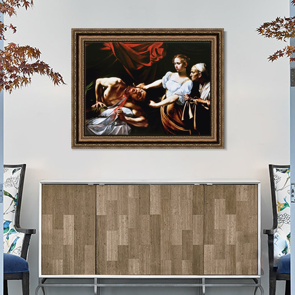 INVIN ART Framed Canvas Art Giclee Print Judith Beheading Holofernes by Michelangelo Merisi da Caravaggio Wall Art