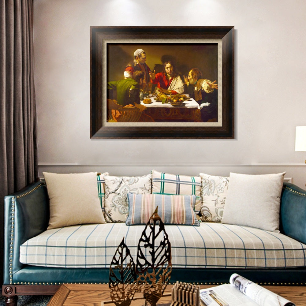 INVIN ART Framed Canvas Art Giclee Print The Supper at Emmaus by Michelangelo Merisi da Caravaggio Wall Art
