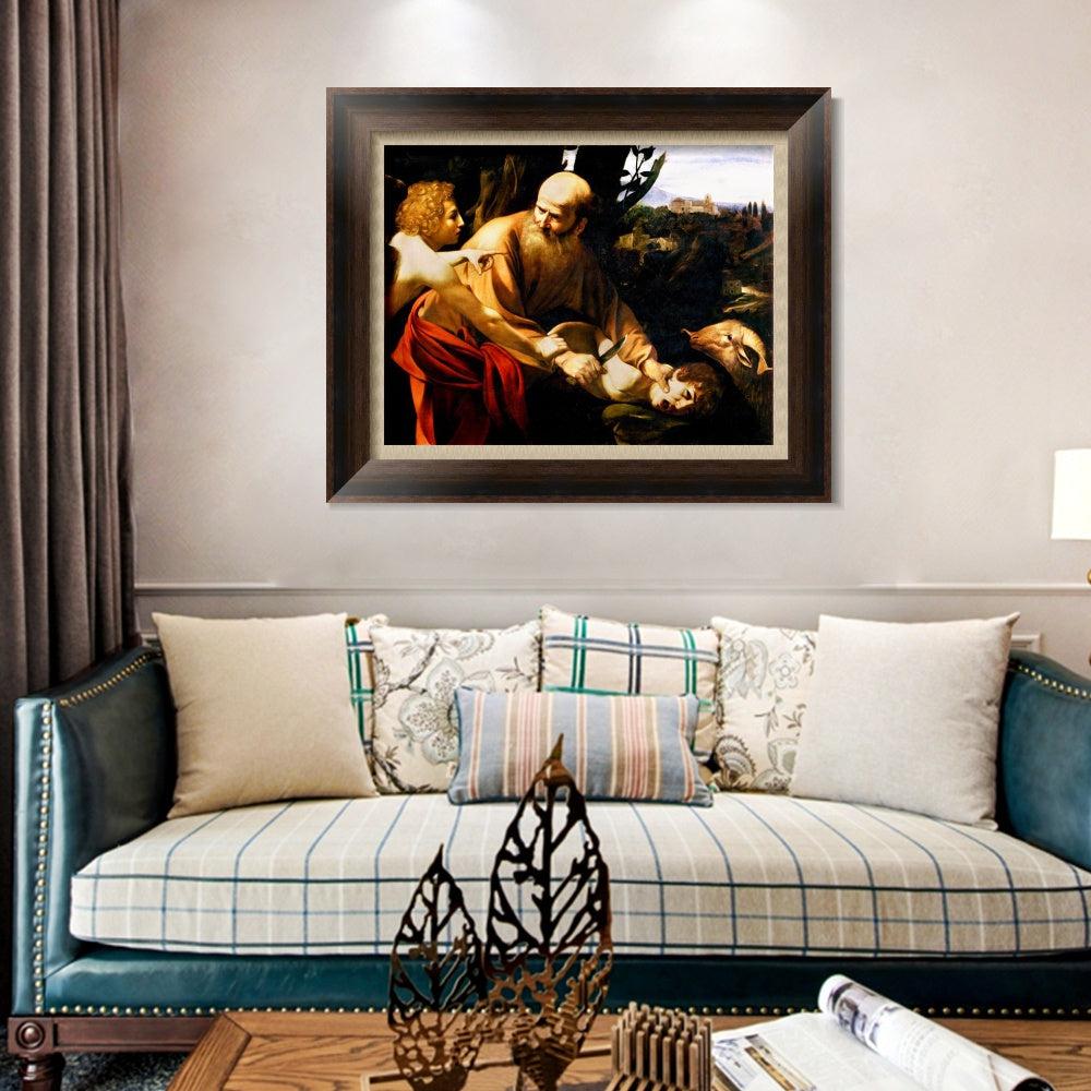 INVIN ART Framed Canvas Art Giclee Print The Sacrifice of Isaac by Michelangelo Merisi da Caravaggio Wall Art