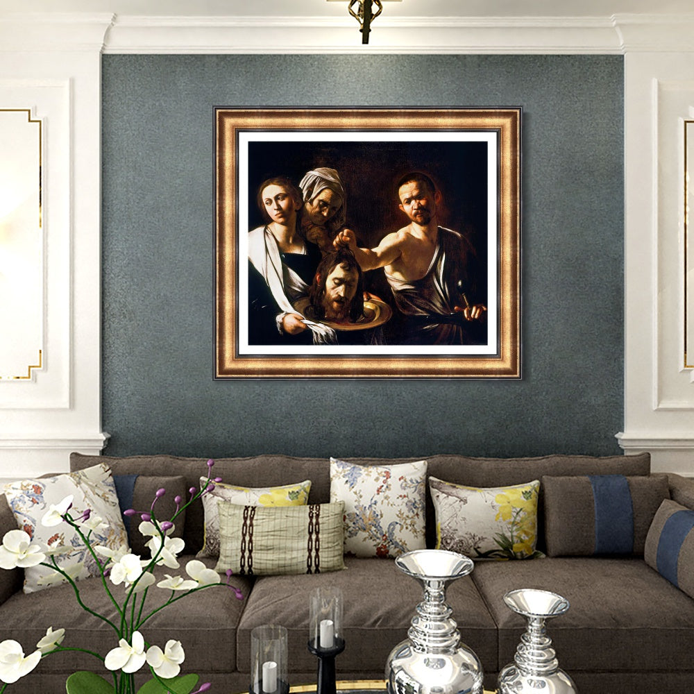 INVIN ART Framed Canvas Art Giclee Print Salome with The Head of St John The Baptist by Michelangelo Merisi da Caravaggio Wall Art