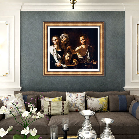 INVIN ART Framed Canvas Art Giclee Print Salome with The Head of St John The Baptist by Michelangelo Merisi da Caravaggio Wall Art Living Room Home Office Decorations