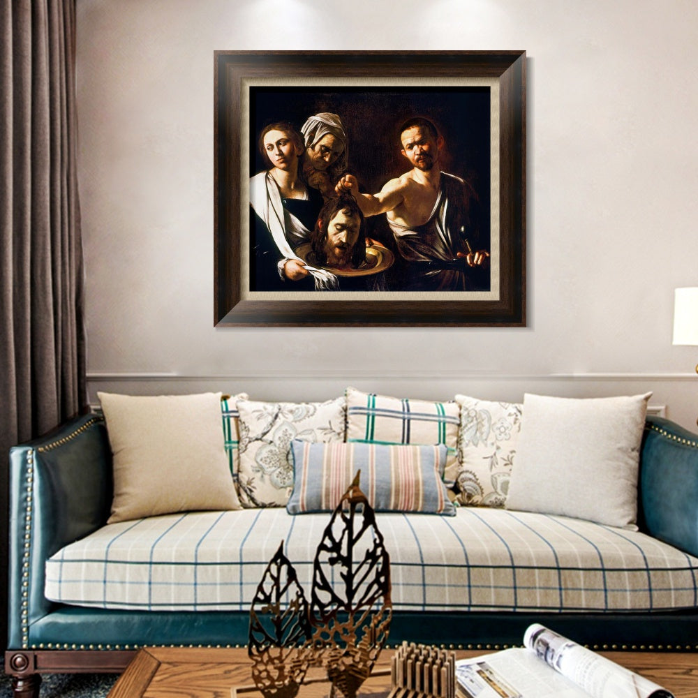INVIN ART Framed Canvas Art Giclee Print Salome with The Head of St John The Baptist by Michelangelo Merisi da Caravaggio Wall Art