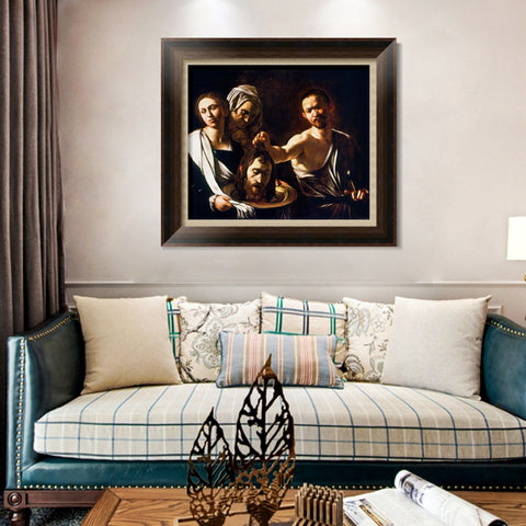 INVIN ART Framed Canvas Art Giclee Print Salome with The Head of St John The Baptist by Michelangelo Merisi da Caravaggio Wall Art Living Room Home Office Decorations