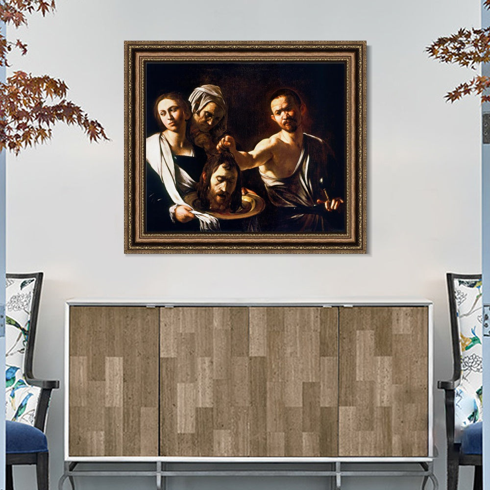 INVIN ART Framed Canvas Art Giclee Print Salome with The Head of St John The Baptist by Michelangelo Merisi da Caravaggio Wall Art