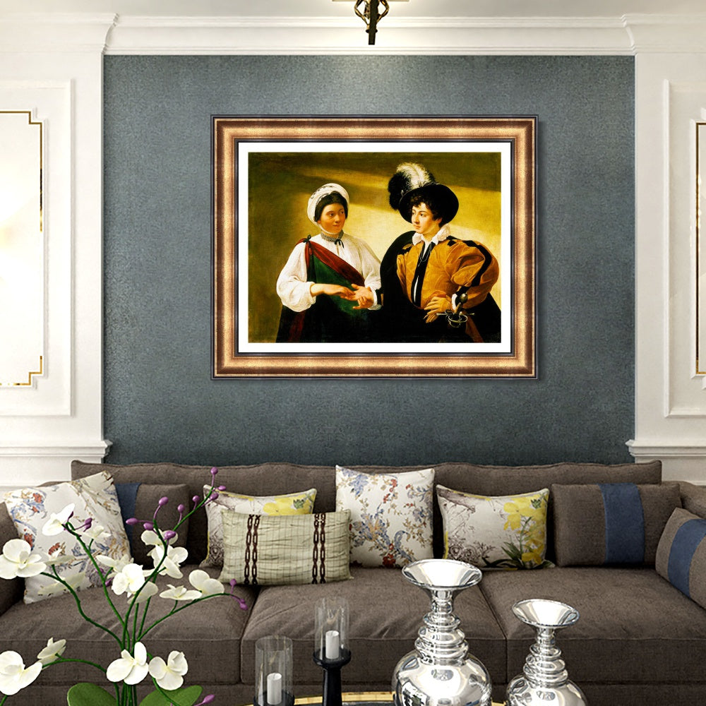INVIN ART Framed Canvas Art Giclee Print The fortune teller 2 by Michelangelo Merisi da Caravaggio Wall Art