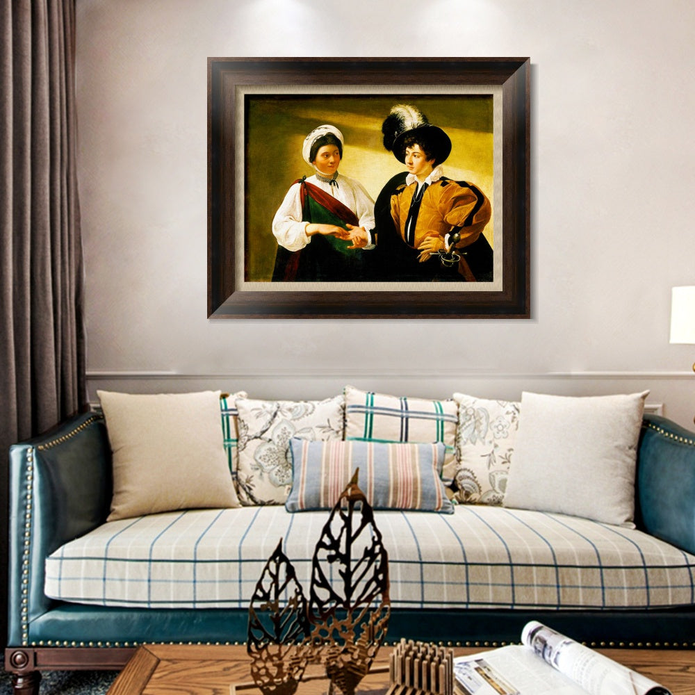 INVIN ART Framed Canvas Art Giclee Print The fortune teller 2 by Michelangelo Merisi da Caravaggio Wall Art