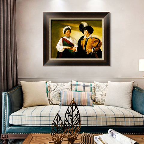 INVIN ART Framed Canvas Art Giclee Print The fortune teller 2 by Michelangelo Merisi da Caravaggio Wall Art Living Room Home Office Decorations
