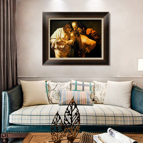 INVIN ART Framed Canvas Art Giclee Print The Incredulity of Saint Thomas by Michelangelo Merisi da Caravaggio Wall Art Living Room Home Office Decorations