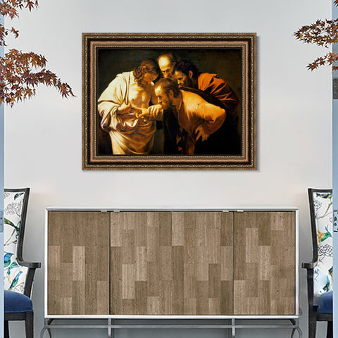 INVIN ART Framed Canvas Art Giclee Print The Incredulity of Saint Thomas by Michelangelo Merisi da Caravaggio Wall Art Living Room Home Office Decorations