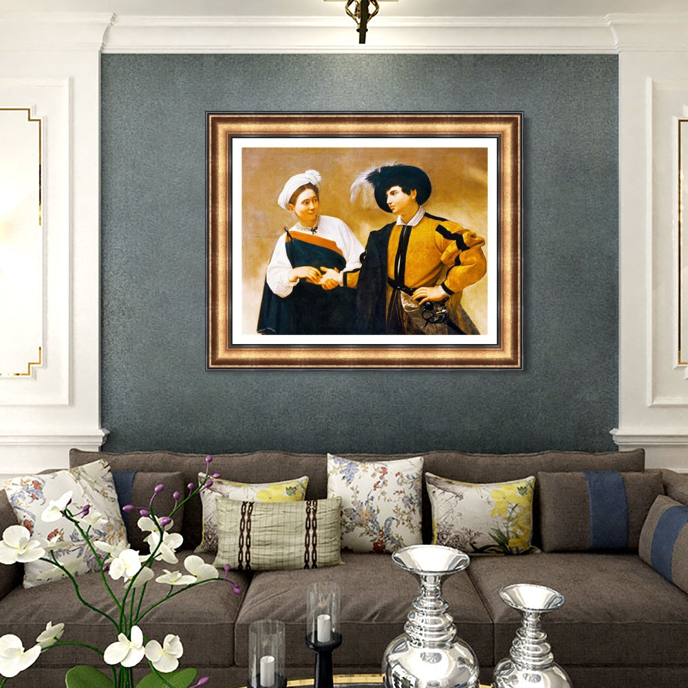 INVIN ART Framed Canvas Art Giclee Print The Fortune Teller by Michelangelo Merisi da Caravaggio Wall Art