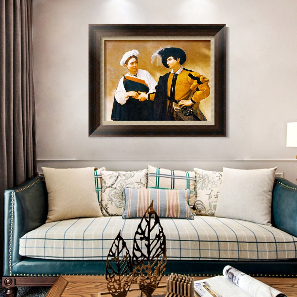 INVIN ART Framed Canvas Art Giclee Print The Fortune Teller by Michelangelo Merisi da Caravaggio Wall Art