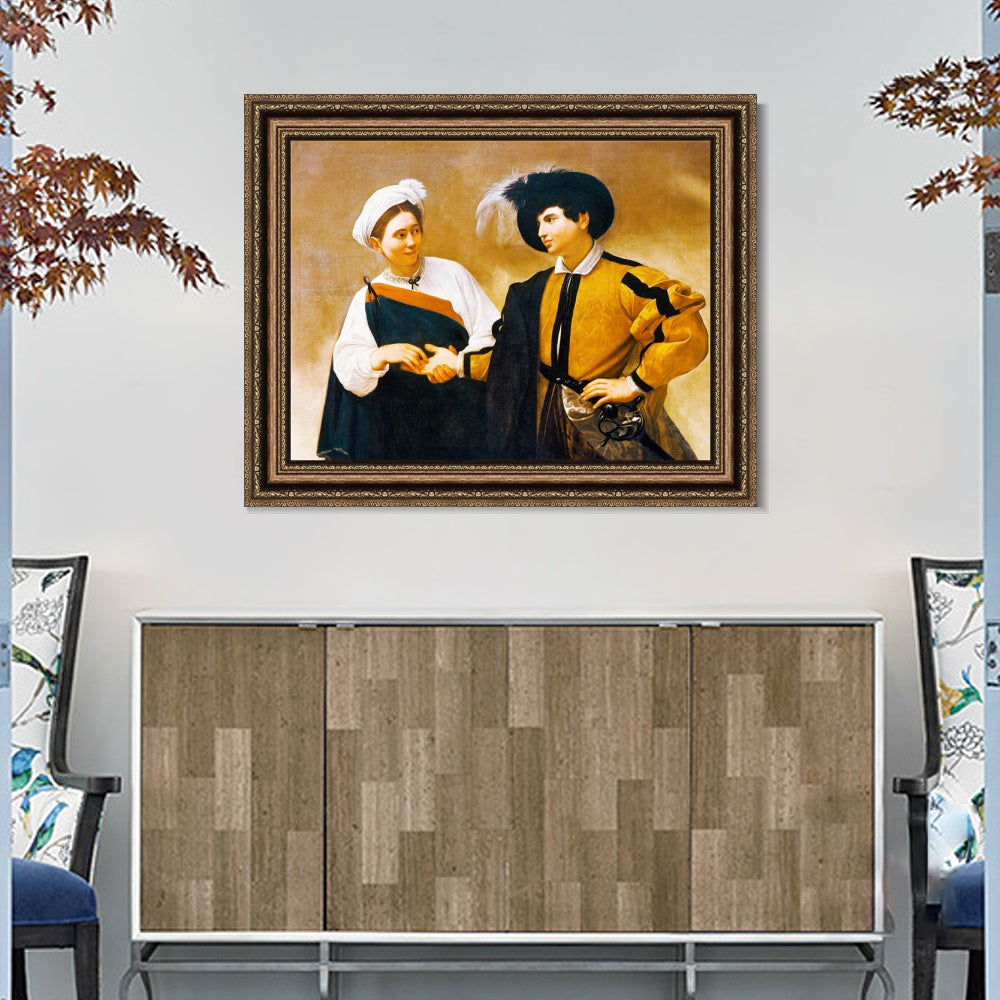 INVIN ART Framed Canvas Art Giclee Print The Fortune Teller by Michelangelo Merisi da Caravaggio Wall Art