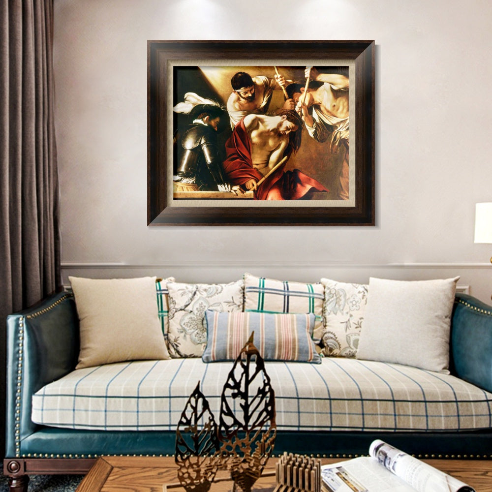 INVIN ART Framed Canvas Art Giclee Print The Crowning with Thorns by Michelangelo Merisi da Caravaggio Wall Art