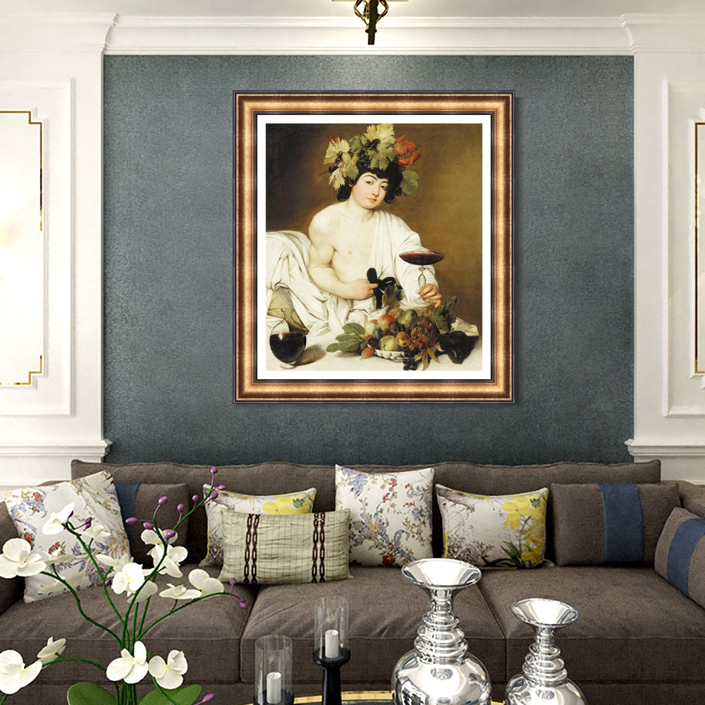 INVIN ART Framed Canvas Art Giclee Print Bacchus by Michelangelo Merisi da Caravaggio Wall Art