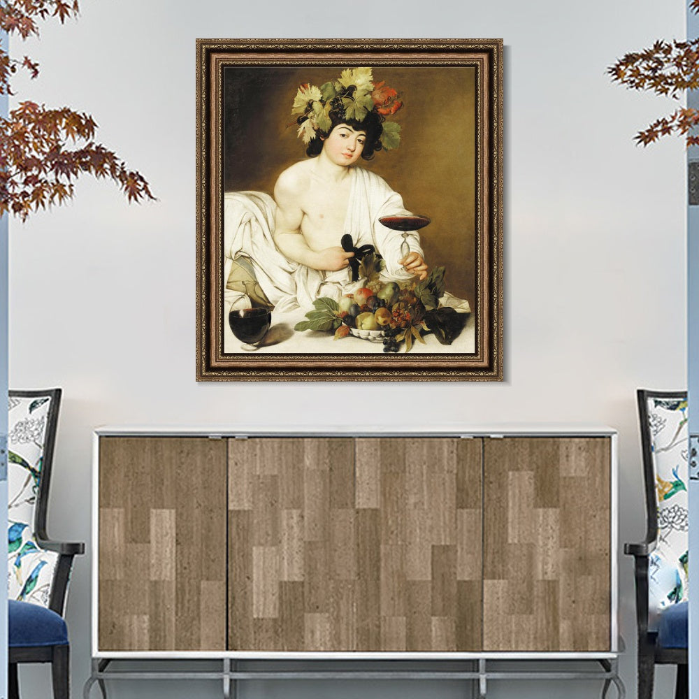 INVIN ART Framed Canvas Art Giclee Print Bacchus by Michelangelo Merisi da Caravaggio Wall Art