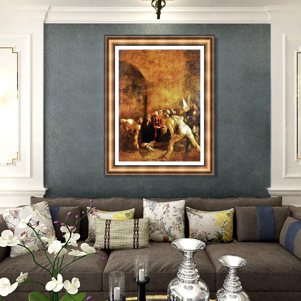 INVIN ART Framed Canvas Art Giclee Print Burial of St Lucy by Michelangelo Merisi da Caravaggio Wall Art