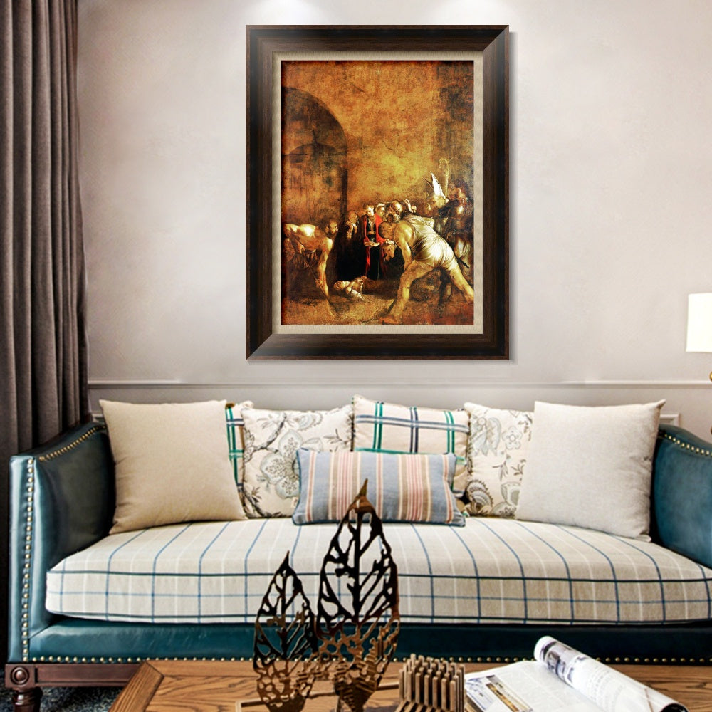 INVIN ART Framed Canvas Art Giclee Print Burial of St Lucy by Michelangelo Merisi da Caravaggio Wall Art