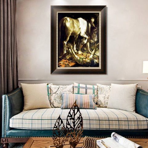 INVIN ART Framed Canvas Art Giclee Print The Conversion of St. (Saint) Paul by Michelangelo Merisi da Caravaggio Wall Art Living Decorations