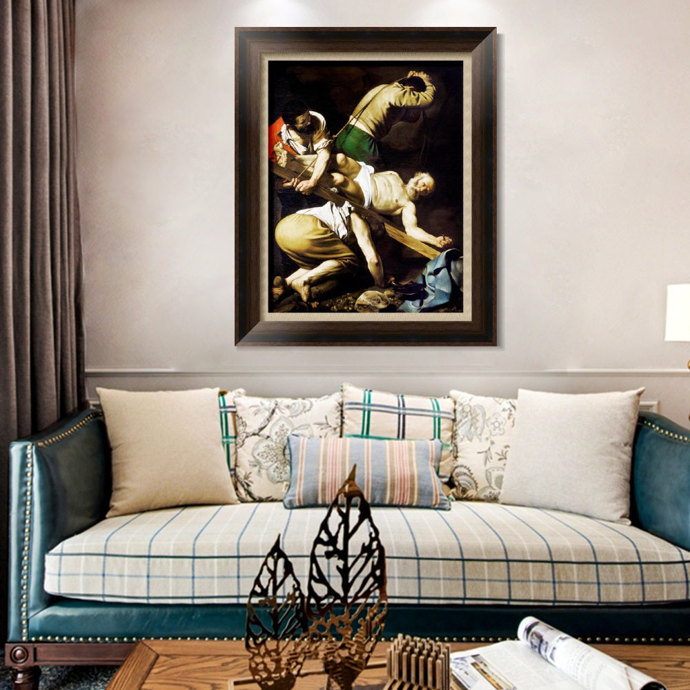 INVIN ART Framed Canvas Art Giclee Print The Crucifixion of Saint Peter by Michelangelo Merisi da Caravaggio Wall Art