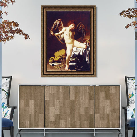 INVIN ART Framed Canvas Art Giclee Print Cupid as Victor by Michelangelo Merisi da Caravaggio Wall Art Living Room Home Office Decorations
