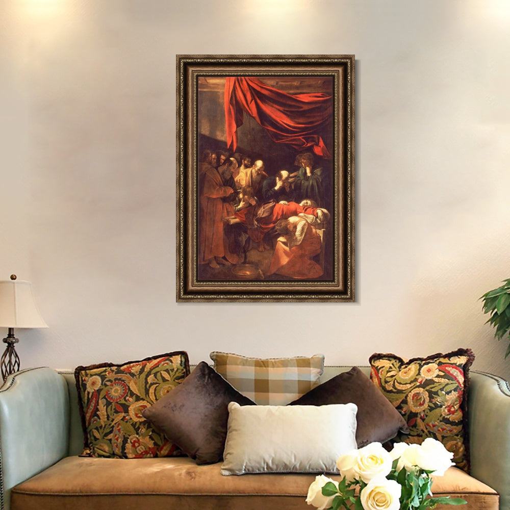 INVIN ART Framed Canvas Art Giclee Print The Death of The Virgin by Michelangelo Merisi da Caravaggio Wall Art