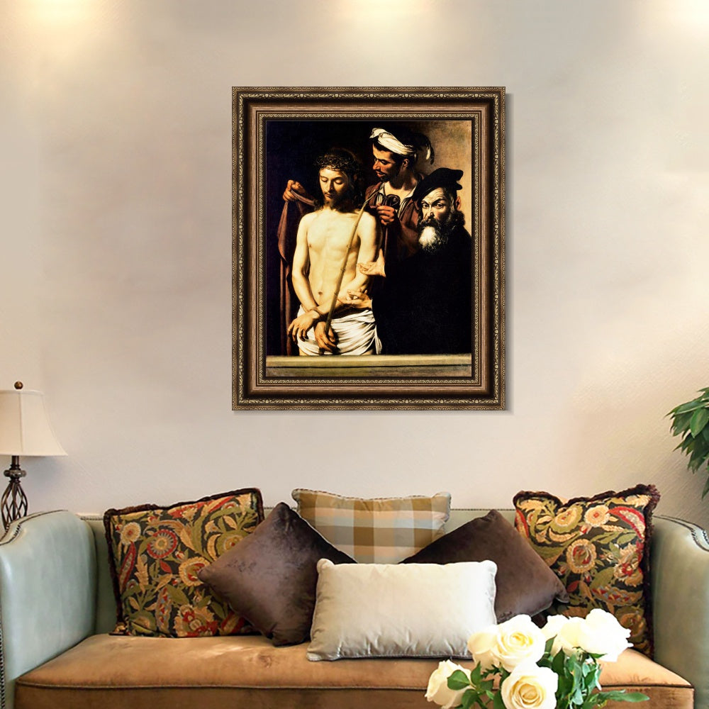 INVIN ART Framed Canvas Art Giclee Print ECCE Homo by Michelangelo Merisi da Caravaggio Wall Art