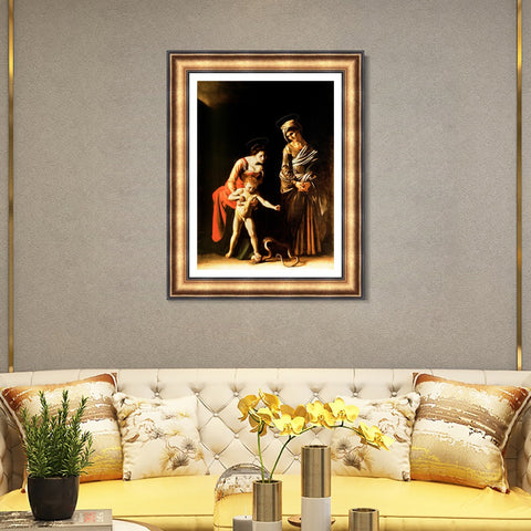 INVIN ART Framed Canvas Art Giclee Print Madonna with The Serpent by Michelangelo Merisi da Caravaggio Wall Art Living Room Home Office Decorations