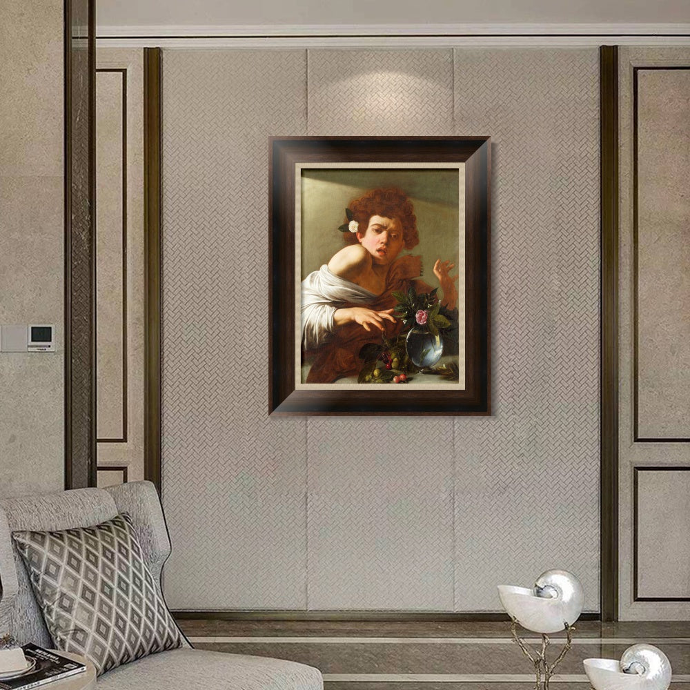 INVIN ART Framed Canvas Art Giclee Print Boy Bitten by a Lizard by Michelangelo Merisi da Caravaggio Wall Art