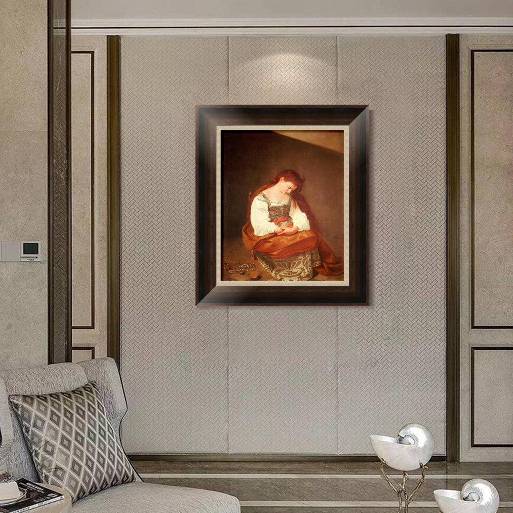 INVIN ART Framed Canvas Art Giclee Print Series#044 by a Lizard by Michelangelo Merisi da Caravaggio Wall Art