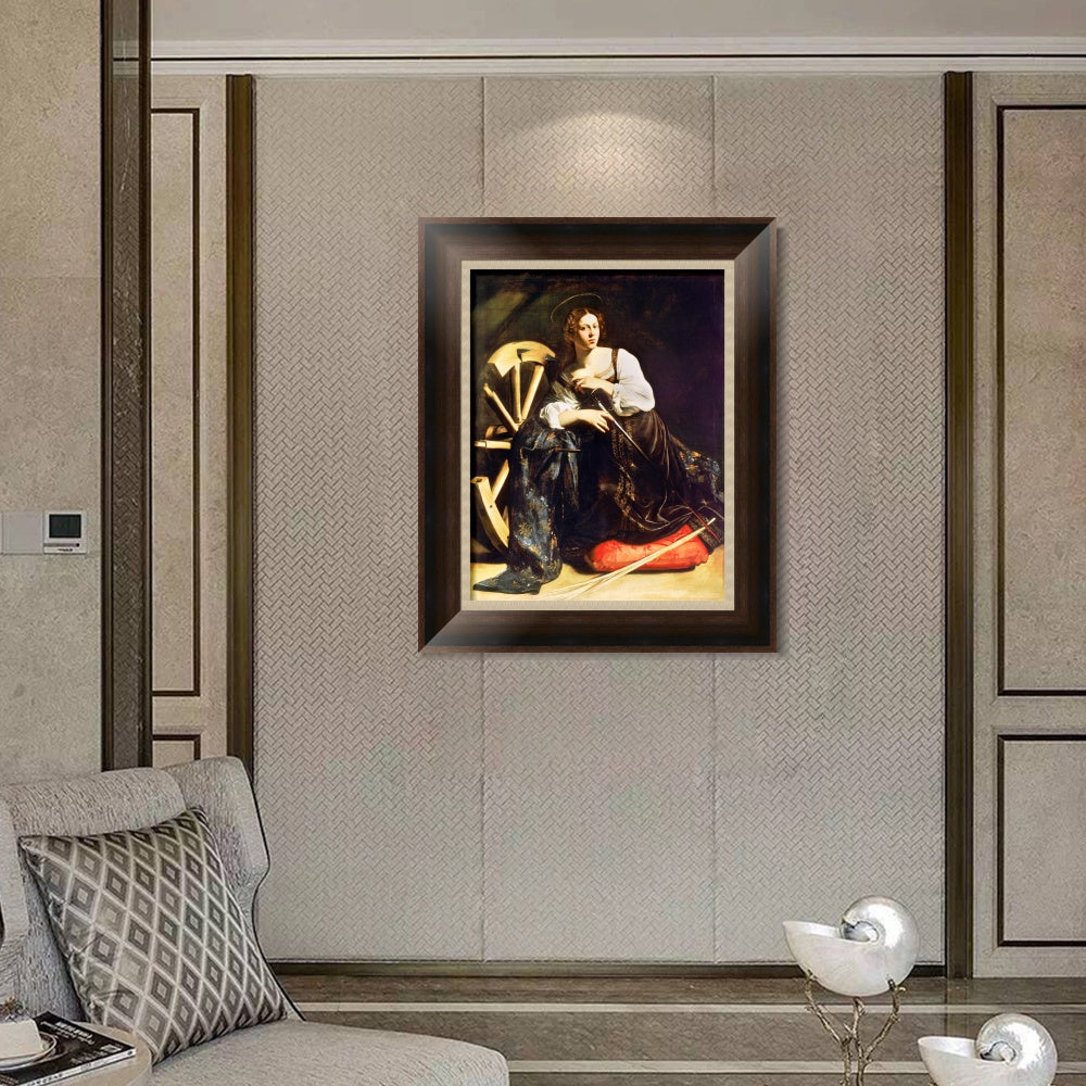 INVIN ART Framed Canvas Art Giclee Print Saint Catherine of Alexandria by a Lizard by Michelangelo Merisi da Caravaggio Wall Art Living Decorations