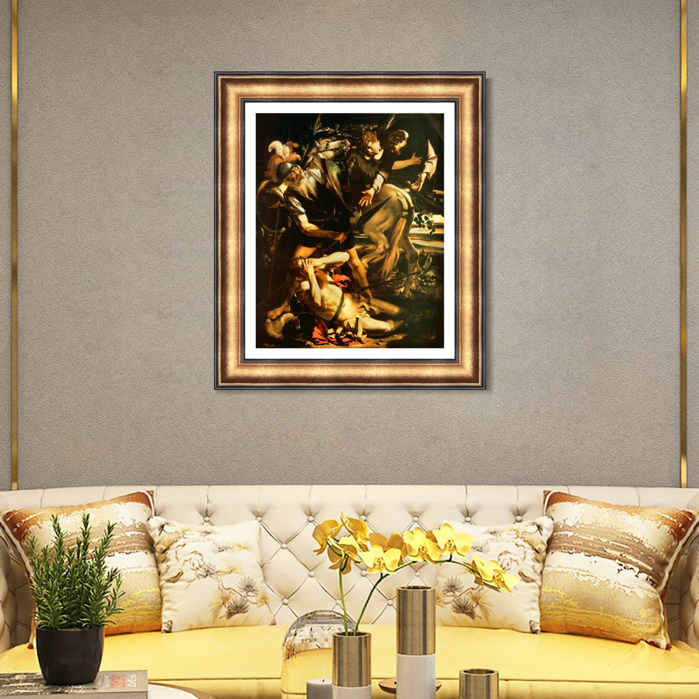 INVIN ART Framed Canvas Art Giclee Print The Conversion of St. Paul by a Lizard by Michelangelo Merisi da Caravaggio Wall Art Decorations