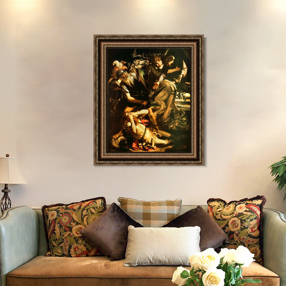 INVIN ART Framed Canvas Art Giclee Print The Conversion of St. Paul by a Lizard by Michelangelo Merisi da Caravaggio Wall Art Decorations