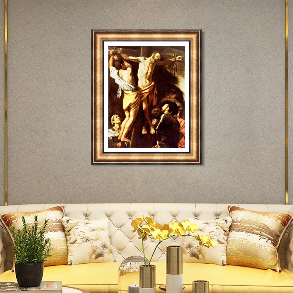 INVIN ART Framed Canvas Art Giclee Print The Crucifixion of St Andrew by a Lizard by Michelangelo Merisi da Caravaggio Wall Art Decorations