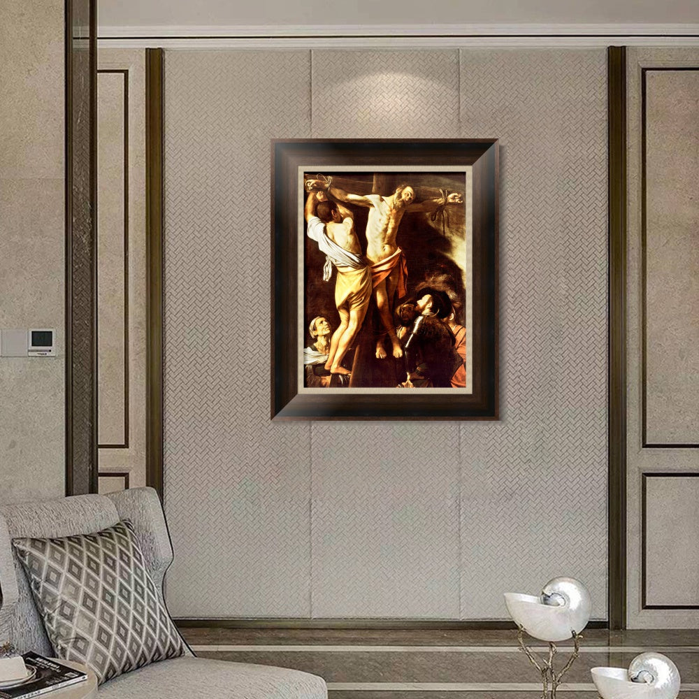 INVIN ART Framed Canvas Art Giclee Print The Crucifixion of St Andrew by a Lizard by Michelangelo Merisi da Caravaggio Wall Art Decorations