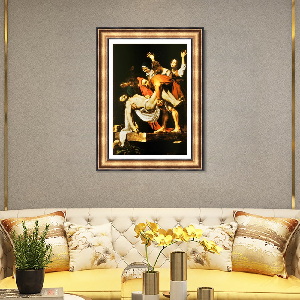INVIN ART Framed Canvas Art Giclee Print The Deposition by a Lizard by Michelangelo Merisi da Caravaggio Wall Art