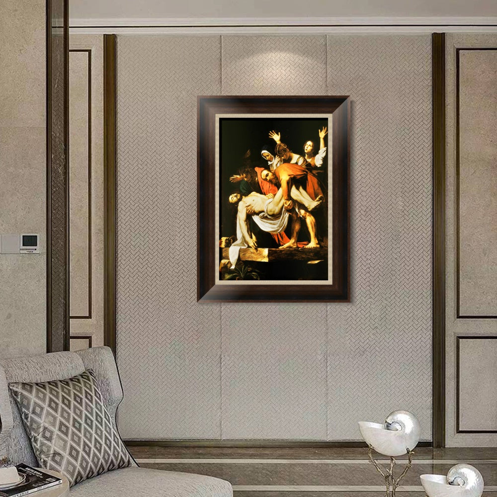 INVIN ART Framed Canvas Art Giclee Print The Deposition by a Lizard by Michelangelo Merisi da Caravaggio Wall Art