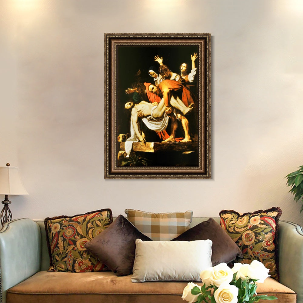 INVIN ART Framed Canvas Art Giclee Print The Deposition by a Lizard by Michelangelo Merisi da Caravaggio Wall Art