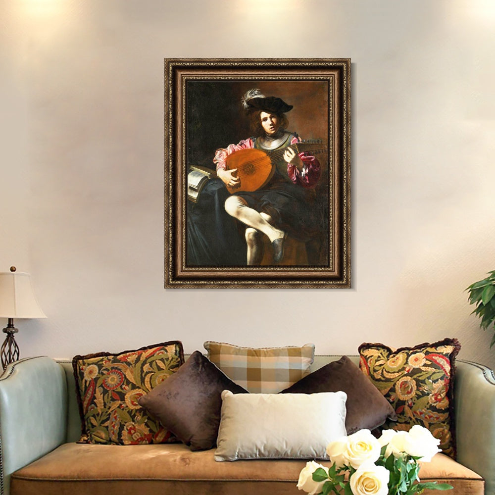 INVIN ART Framed Canvas Art Giclee Print Series#058 by a Lizard by Michelangelo Merisi da Caravaggio Wall Art