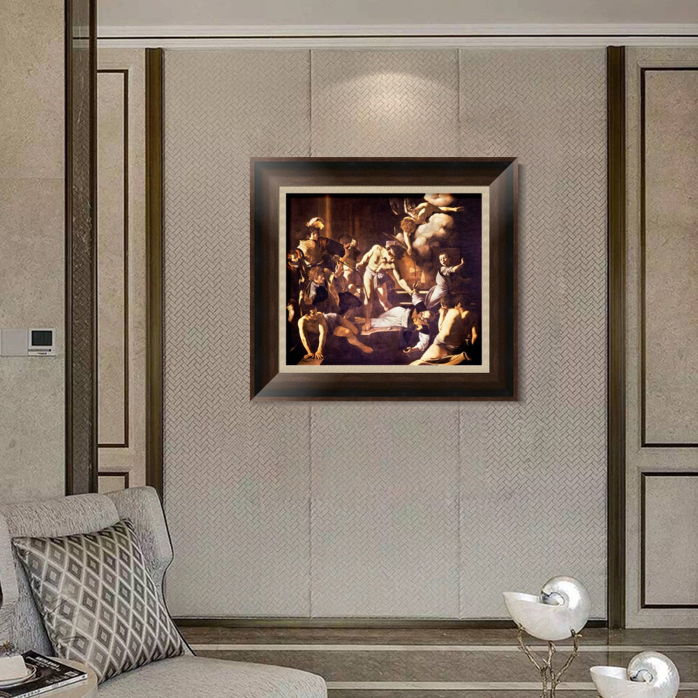 INVIN ART Framed Canvas Art Giclee Print The Martyrdom of St Matthew by a Lizard by Michelangelo Merisi da Caravaggio Wall Art Office Decorations